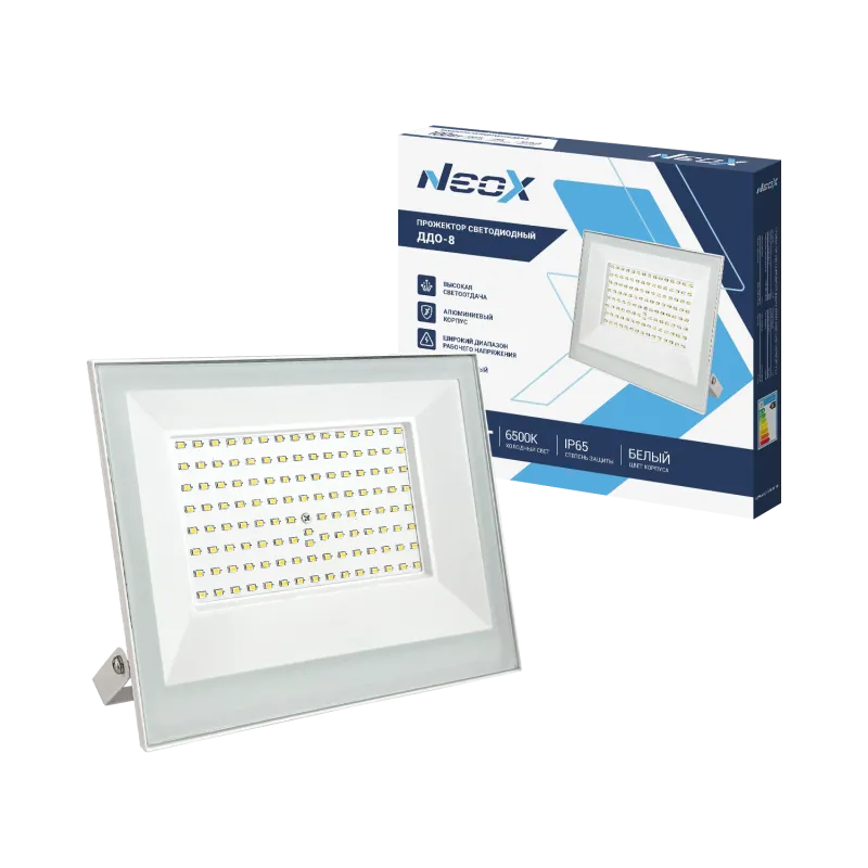 картинка Прожектор светодиодный ДДО-8 100Вт 230В 6500К 10000Лм 100лм/Вт IP65 белый NEOX