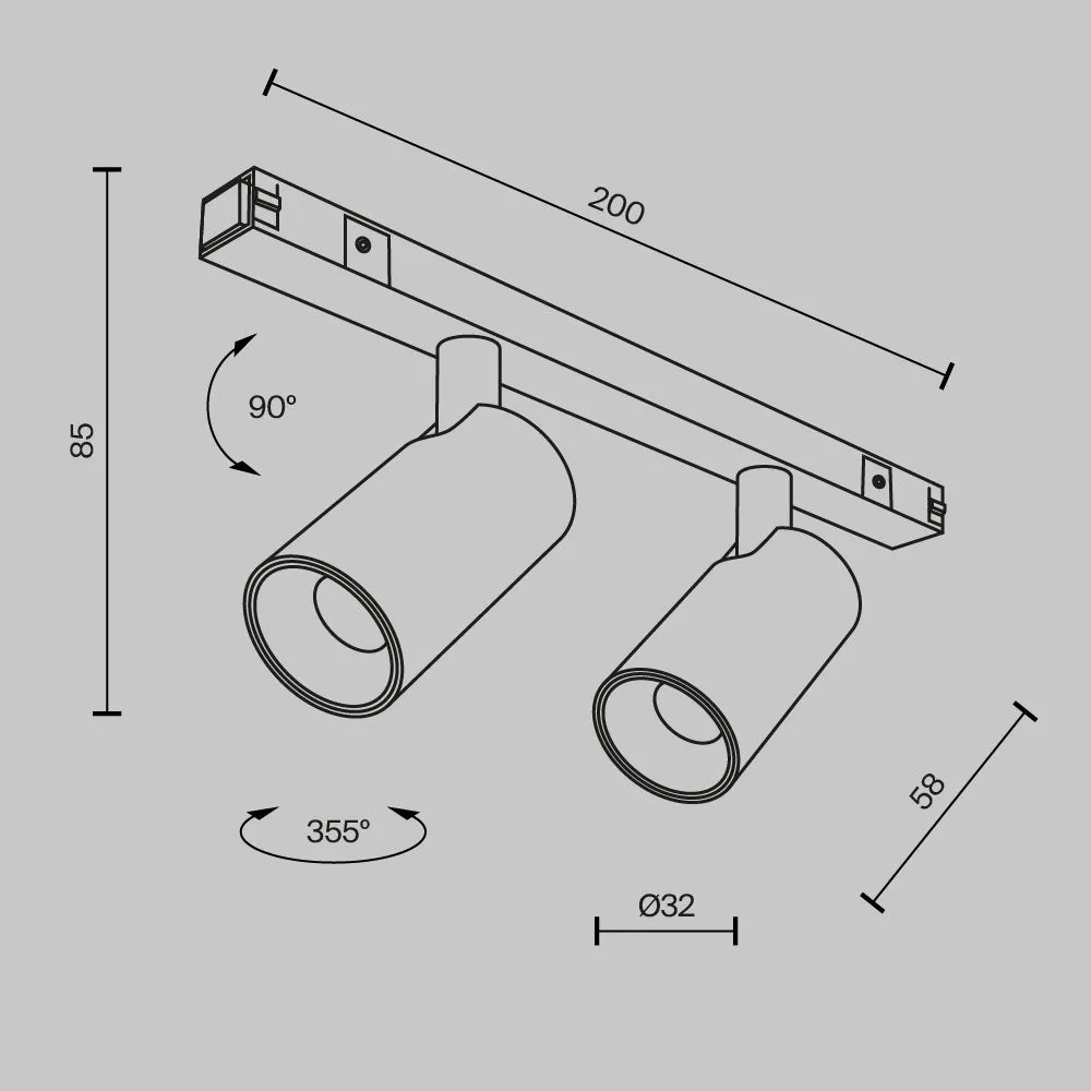 картинка Трековый светильник Technical TR176-1-2X5WTW-M-B