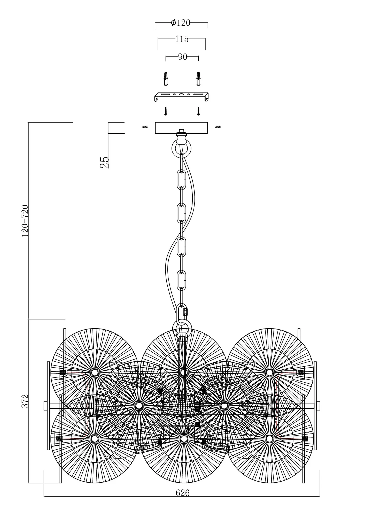 картинка Подвесной светильник Maytoni MOD007PL-08G