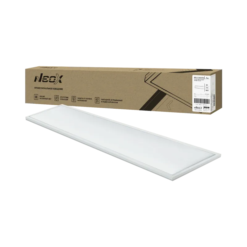 картинка Панель светодиодная универсальная ДВО-01 5040-ОПАЛ 50Вт 4000К IP40 1195x180х30мм белая NEOX