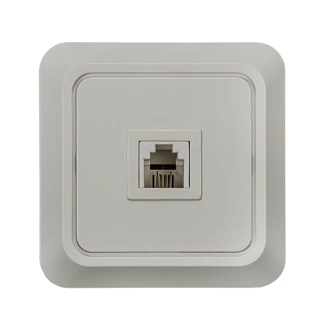 картинка Розетка телефонная BOLLETO белая накладная 7034 IN HOME