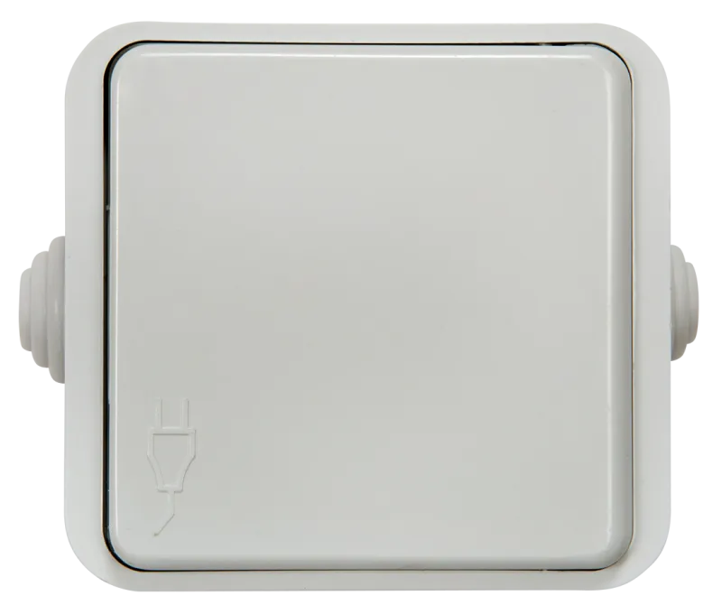 картинка Розетка одинарная с крышкой AQUA белая полугерметичная 3110 IN HOME