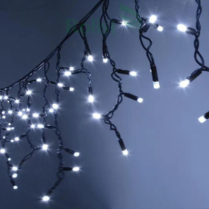 картинка Светодиодная бахрома 3х0.6м, флэш, черный провод РЕЗИНА, белая