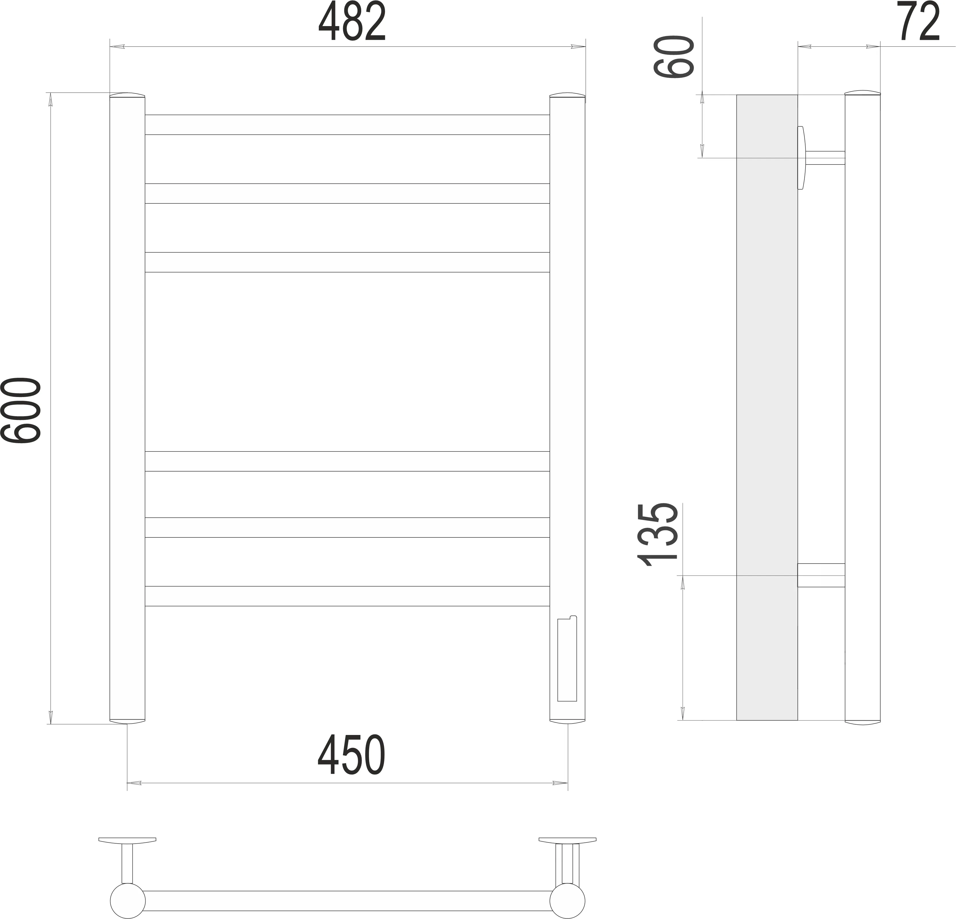 картинка Полотенцесушитель электрический TERMINUS  КС Аврора quick touch П6 450х600, арт.4670078527462