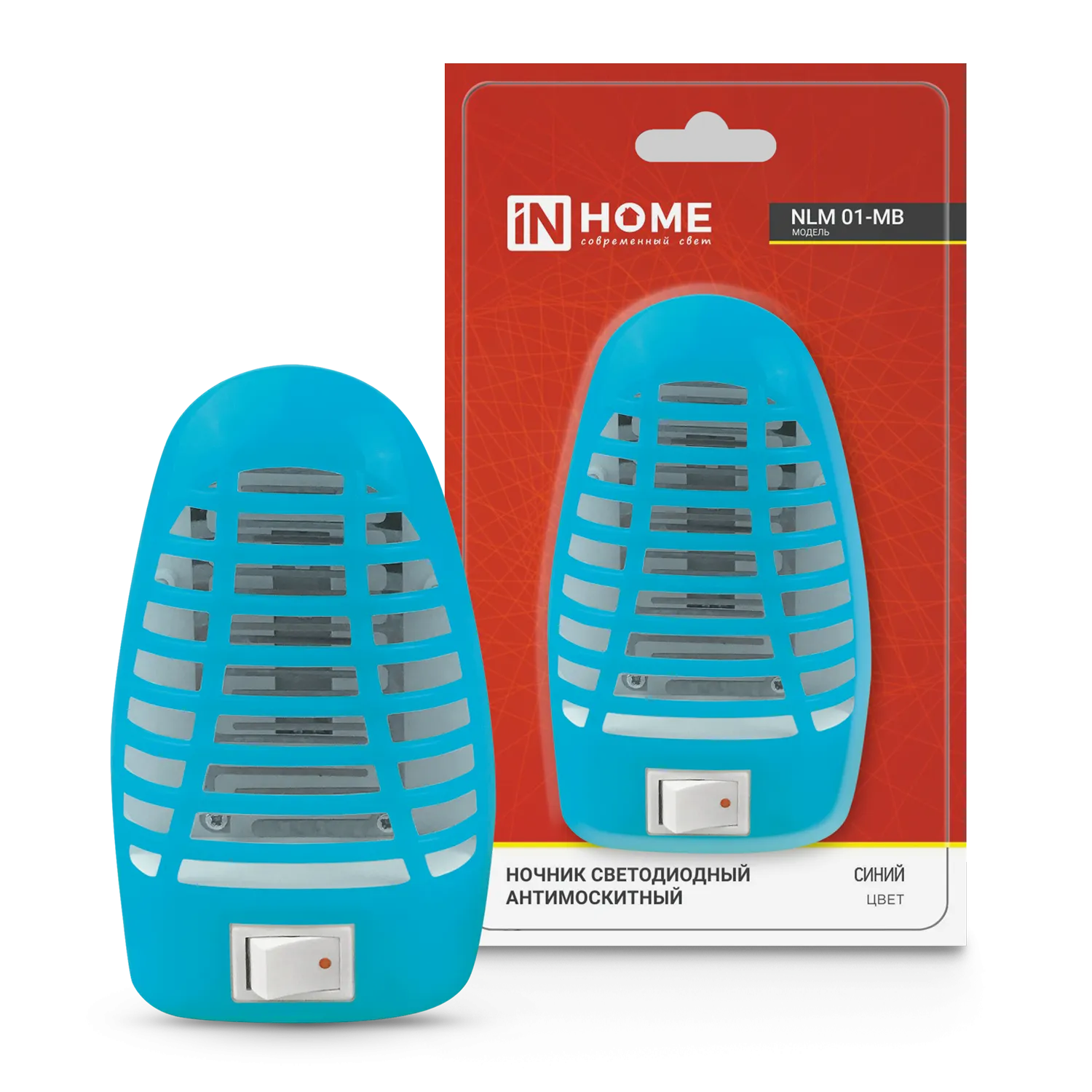 картинка Ночник светодиодный антимоскитный NLM 01-MB синий с выключателем 230В IN HOME