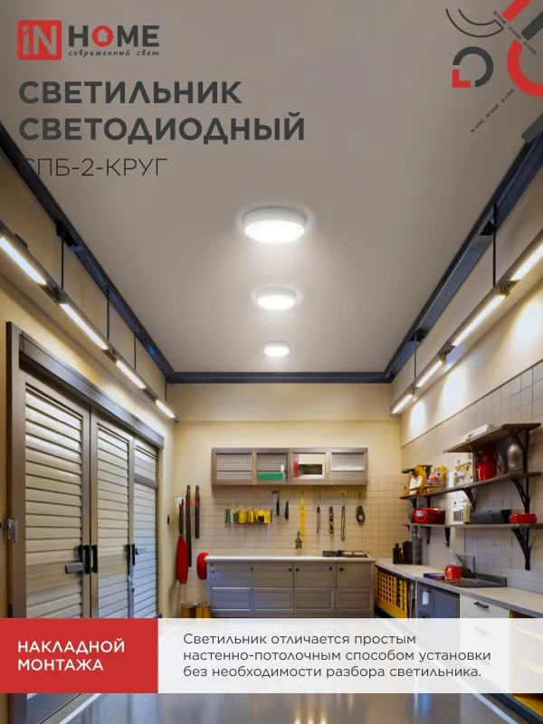 картинка Светильник светодиодный СПБ-2-КРУГ 14Вт 230В 4000К 1100Лм 210мм белый IN HOME