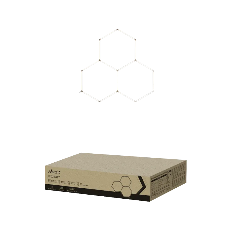 картинка Светильник светодиодный ДБО-HEXAGON 3С-15065 150Вт 230В 6500К 3 соты 0.5м шнур с вилкой 1617x1611мм NEOX
