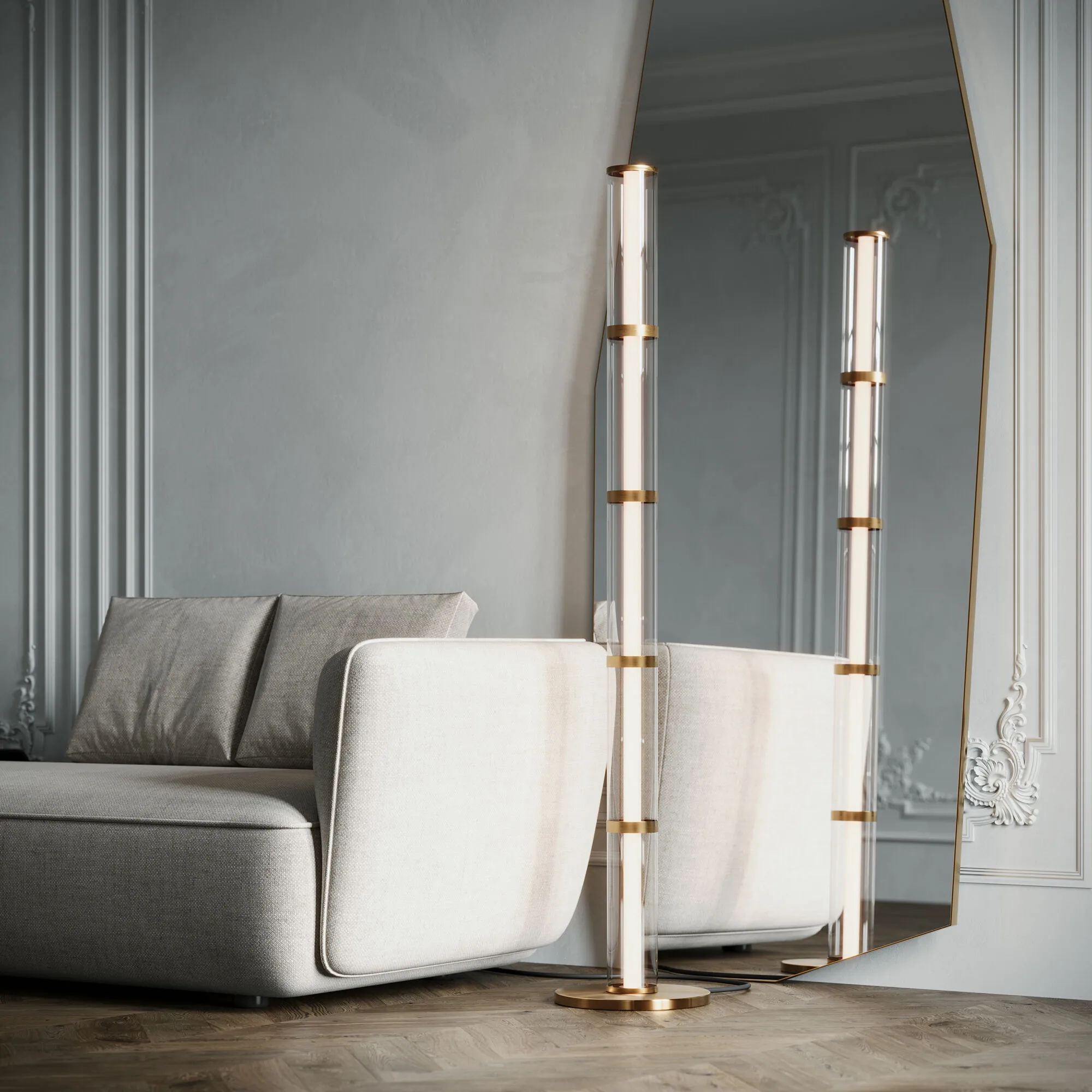 картинка Напольный светодиодный светильник 80537/1 латунь