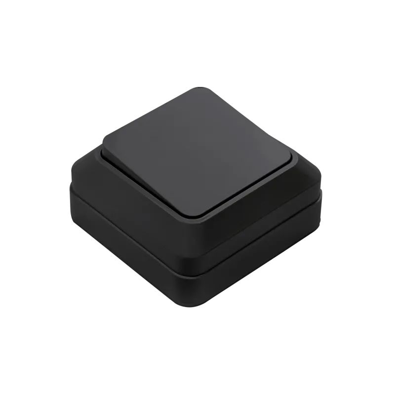 картинка Выключатель одноклавишный BOLLETO черный накладной 7021B IN HOME