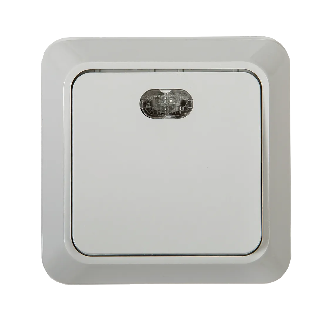 картинка Выключатель одноклавишный с подсветкой BOLLETO белый накладной 7121 IN HOME