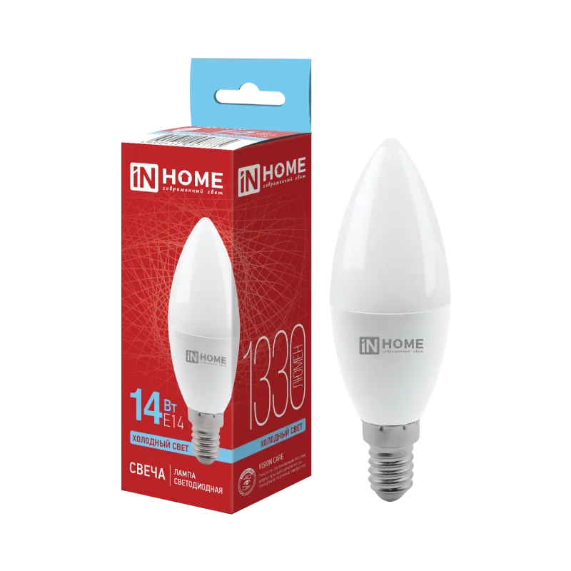 картинка Лампа светодиодная LED-СВЕЧА-VC 14Вт 230В E14 6500K 1330Лм IN HOME