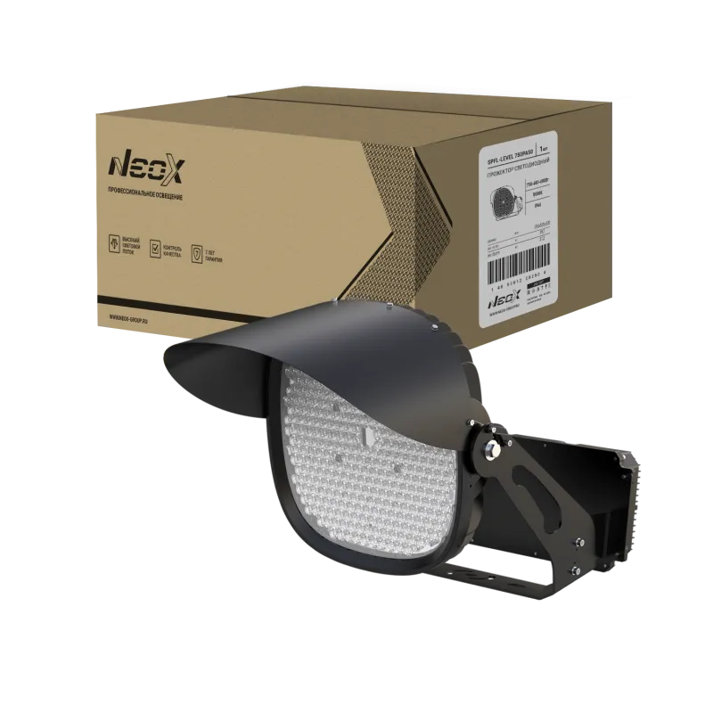 картинка Прожектор светодиодный SPFL-LEVEL 750PA50 750/680/600Вт 100-277В 160лм/Вт 40гр 7 лет IP66 черный NEOX