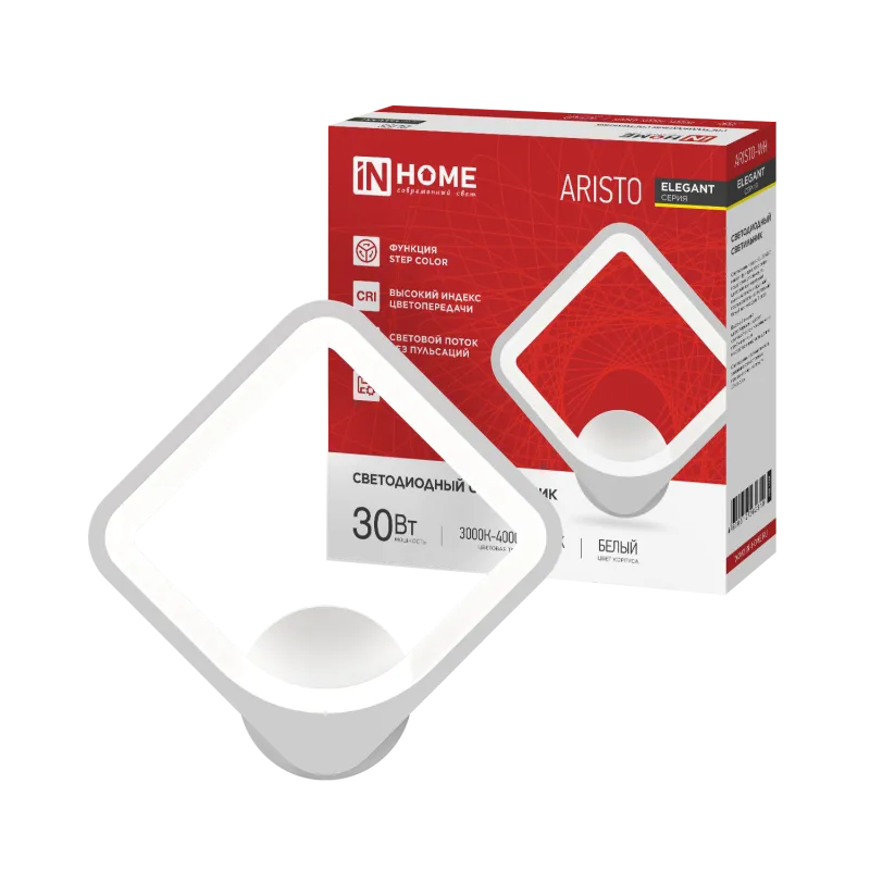 картинка Светильник светодиодный ELEGANT ARISTO-WH 30Вт 230В 3000-6500K 2400Лм STEP COLOR белый IN HOME