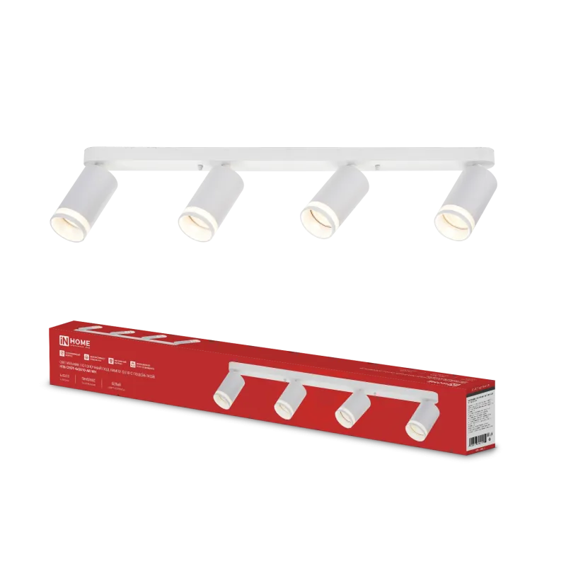 картинка Светильник потолочный НПБ СПОТ-4xGU10-AR-WH под GU10 595x55x135мм белый IN HOME
