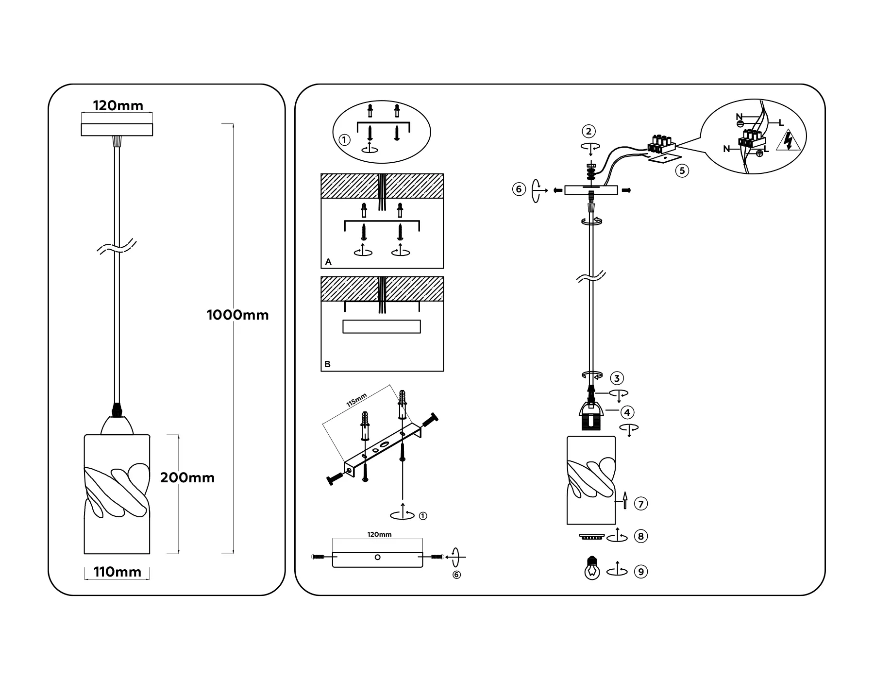 картинка Светильник подвесной со стеклянным плафоном