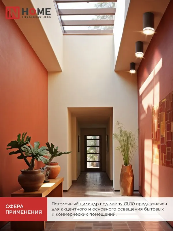 картинка Светильник потолочный НПБ ЦИЛИНДР-GU10-WL-BL под лампу GU10 55х110мм черный IN HOME