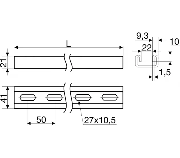 картинка Профиль С-образный МЛ-ПРФс-21-3000 S=1мм (РБ)