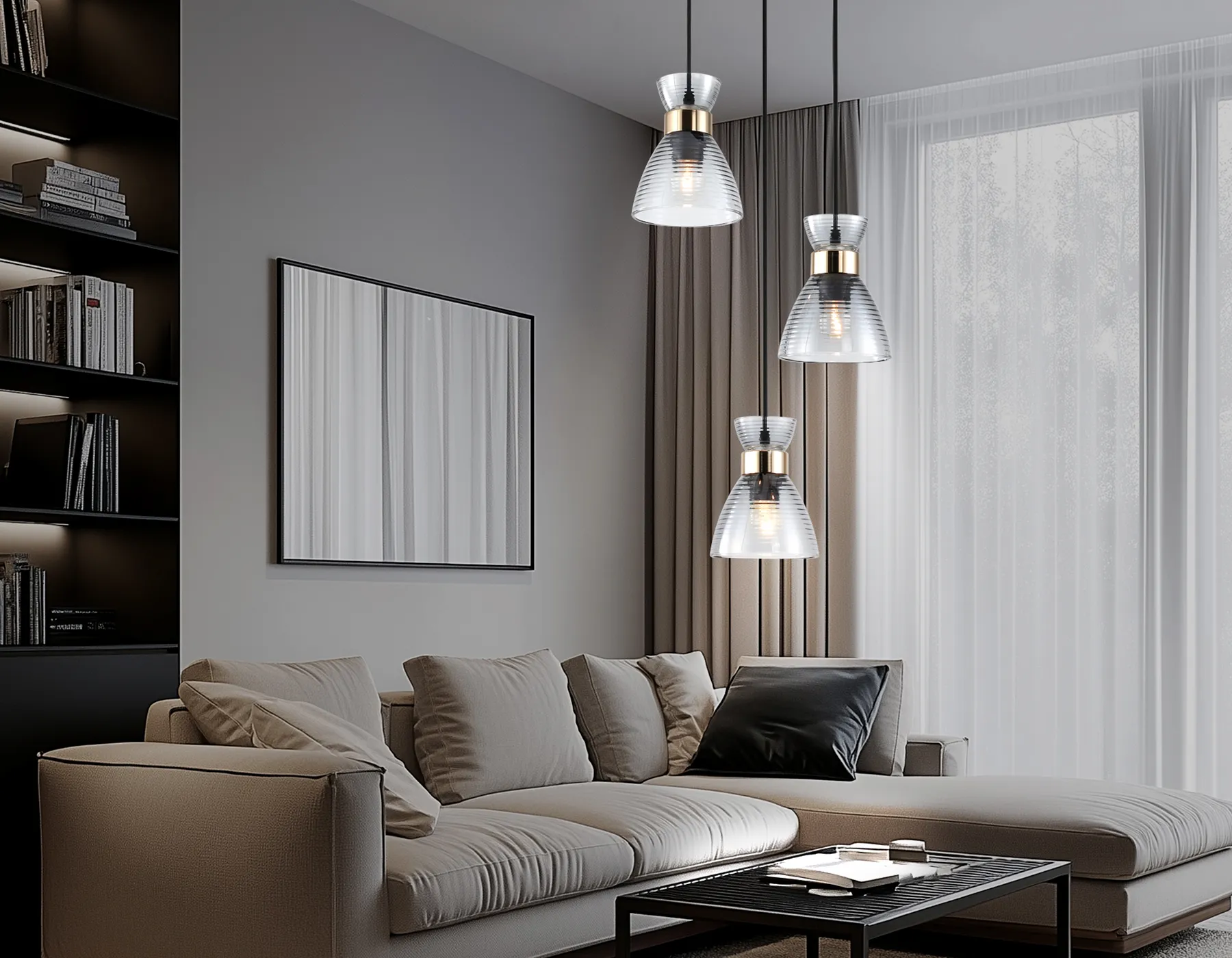 картинка Светильник подвесной со стеклянными плафонами