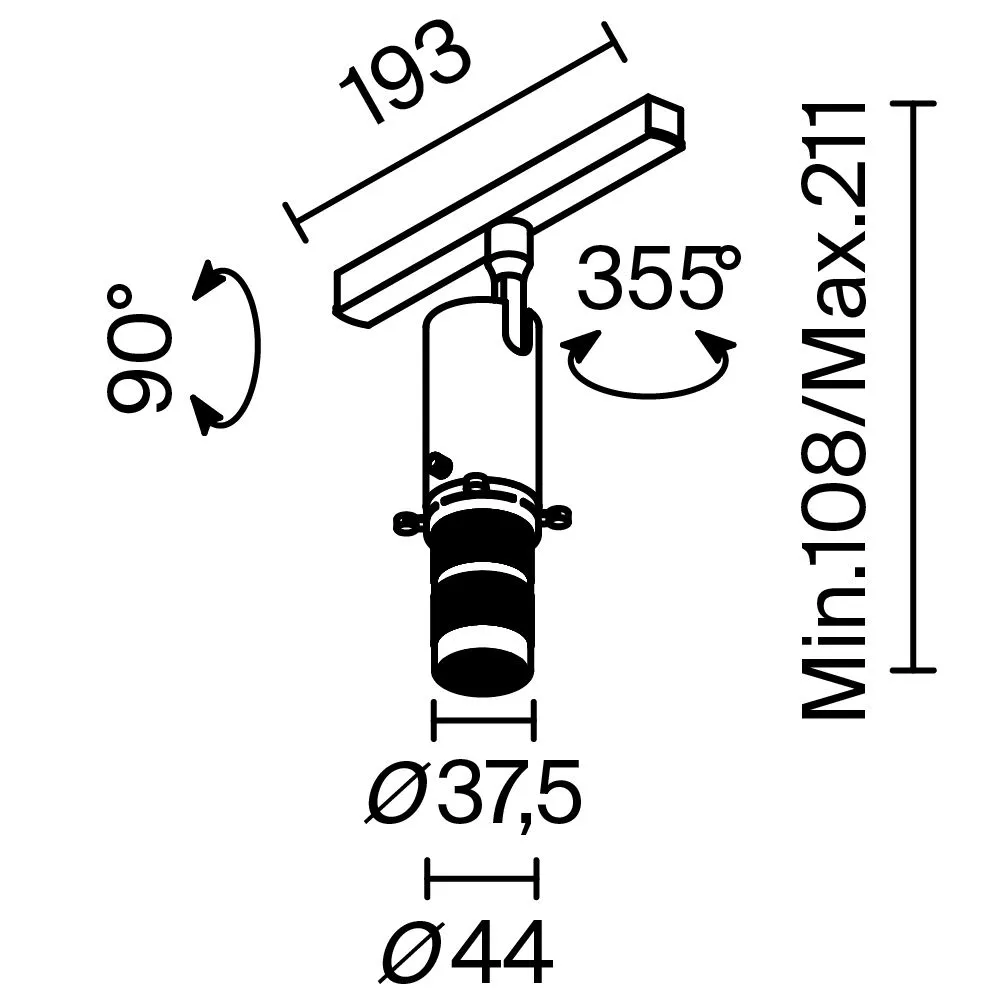 картинка Трековый светильник Technical TR108-4-10W3K-DS-B