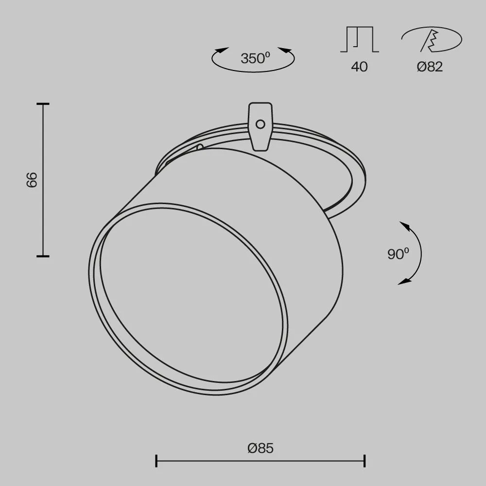 картинка Встраиваемый светильник Technical DL024-12W3K-B