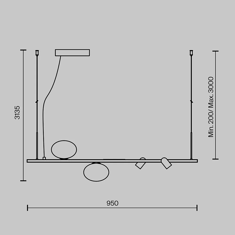 картинка Подвесной светильник Maytoni MOD350PL-02BBS