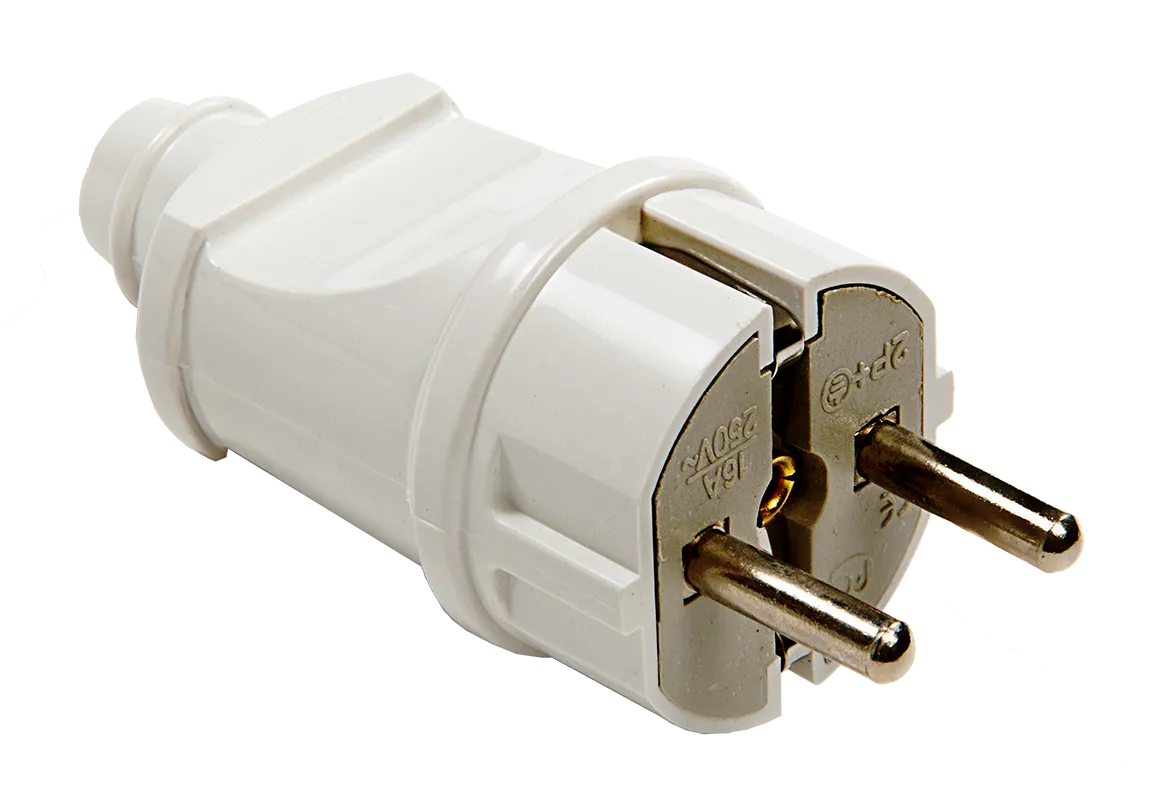 картинка Вилка прямая с заземлением 16А белая 4140 IN HOME