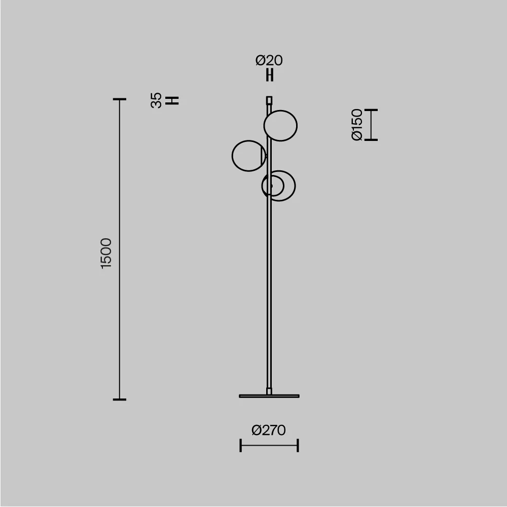 картинка Напольный светильник (торшер) Maytoni MOD048FL-03G