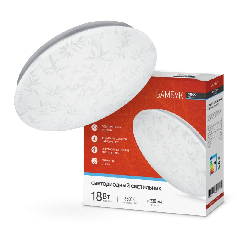 картинка Светильник светодиодный серии DECO БАМБУК 18Вт 230В 6500К 1620Лм 260х55мм IN HOME