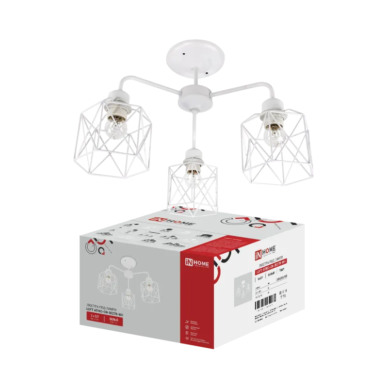 картинка Люстра под лампу LOFT ATIKO-СN-3E27R-WH 3хЕ27 белый IN HOME