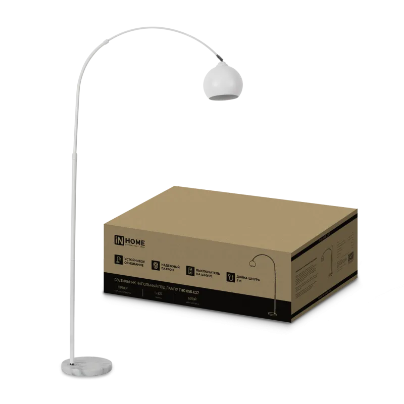 картинка Светильник напольный под лампу ТНО 05-Е27Б 230В белый плафон, белый корпус IN HOME