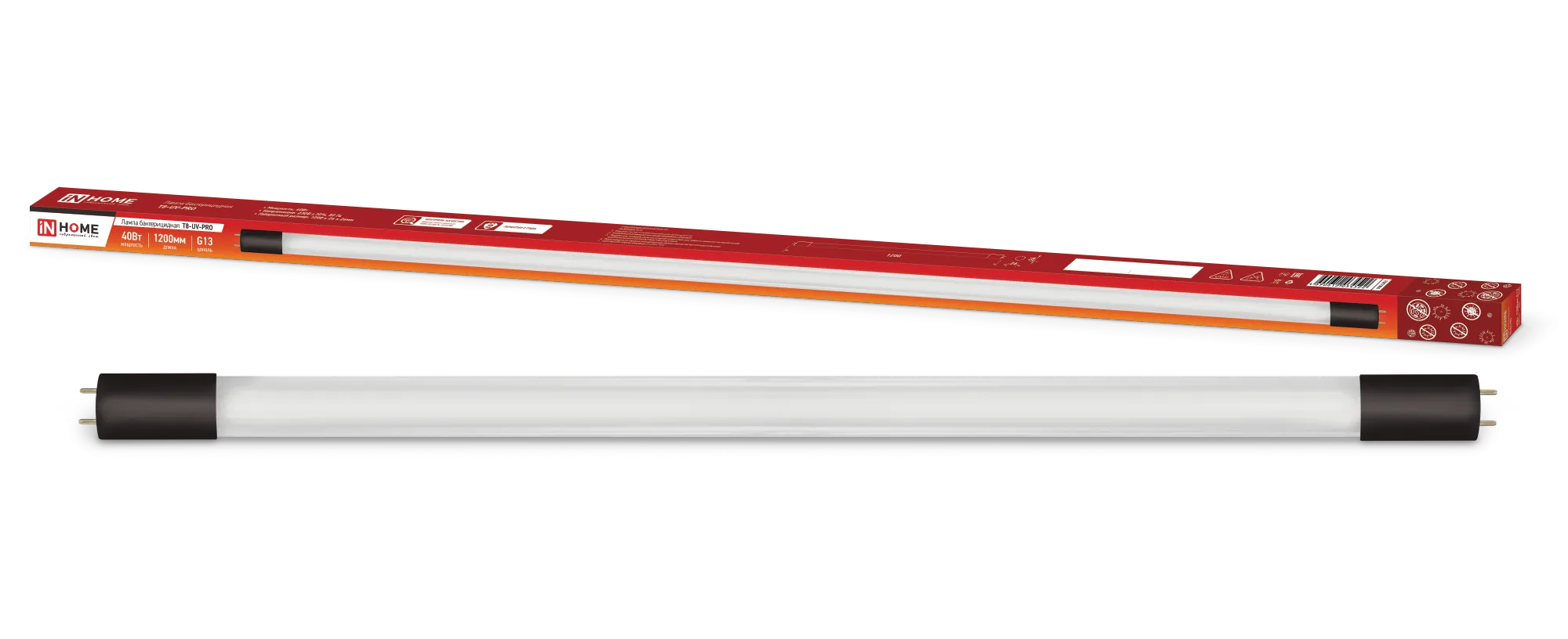 картинка Лампа бактерицидная T8-UV-PRO 40Вт 230В G13 1200мм прозрачная IN HOME