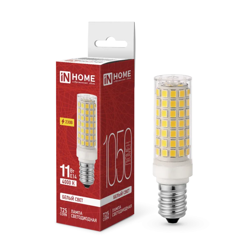 картинка Лампа светодиодная LED-T25-CORN 11Вт 230В E14 4000К 1050Лм IN HOME