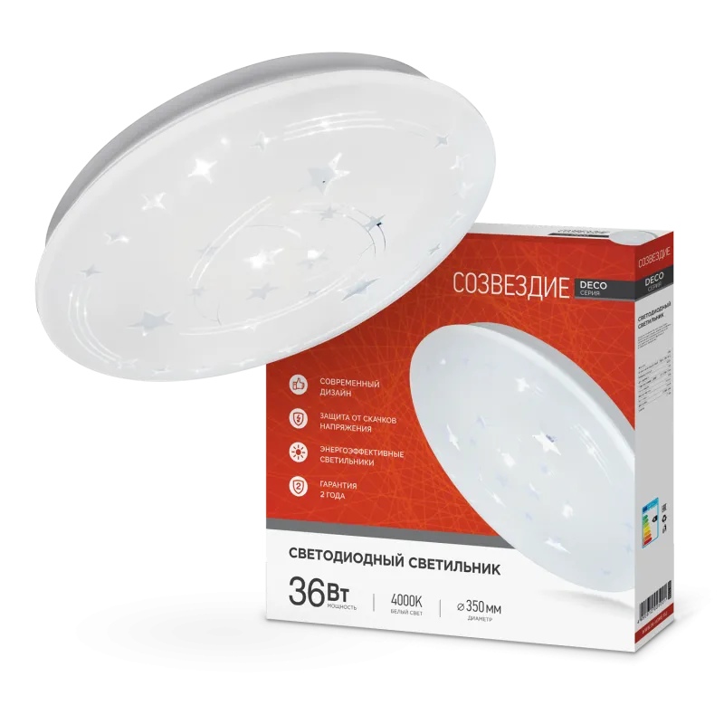 картинка Светильник светодиодный серии DECO СОЗВЕЗДИЕ 36Вт 230В 4000К 3240Лм 380х55мм IN HOME