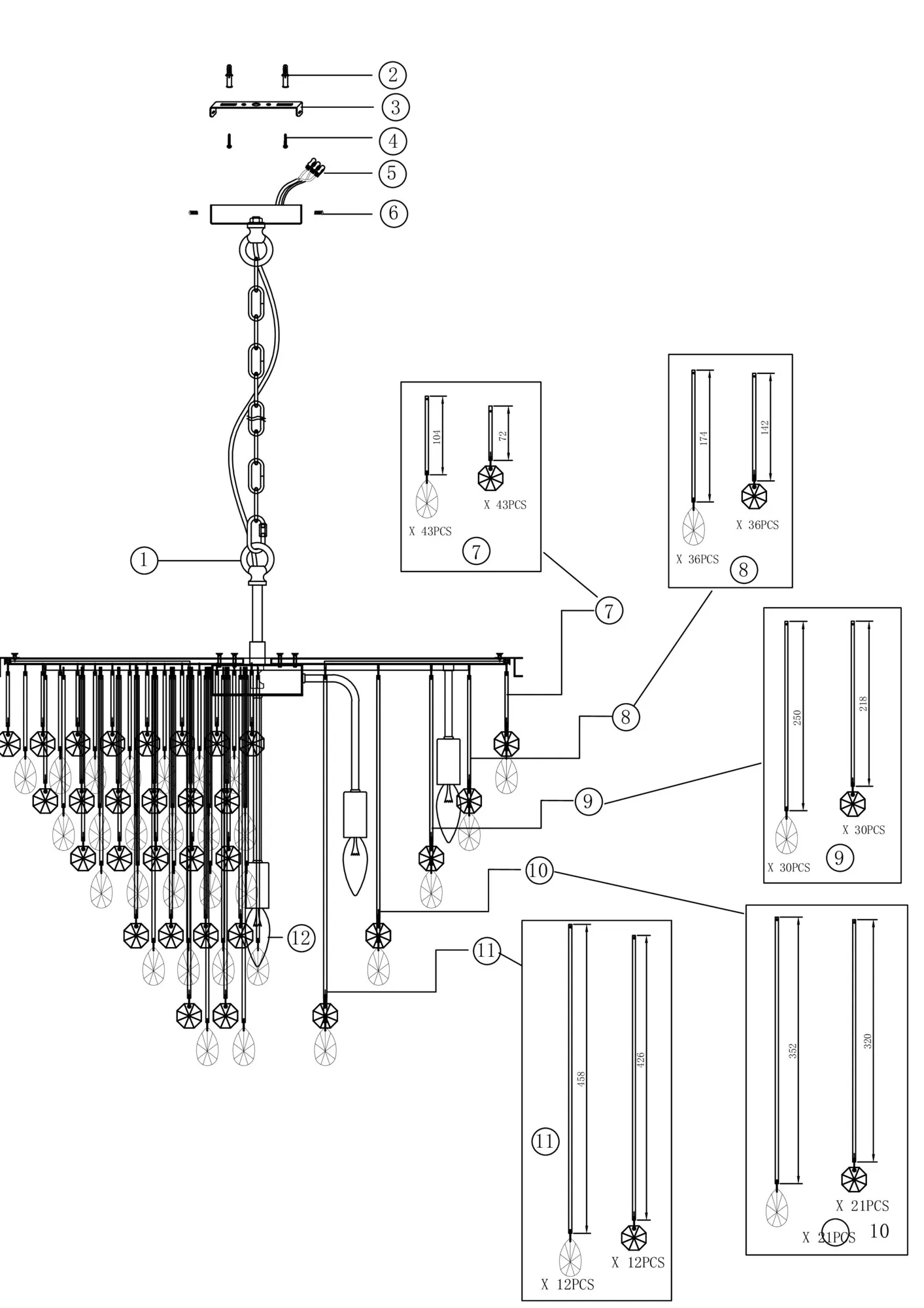 картинка Подвесной светильник Maytoni MOD091PL-09G