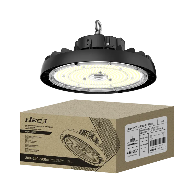 картинка Светильник складской светодиодный UHB-LEVEL 300PA3C-SB-BL 300/240/200Вт 100-277В 175Лм/Вт 3CCT 5лет IP69K NEOX