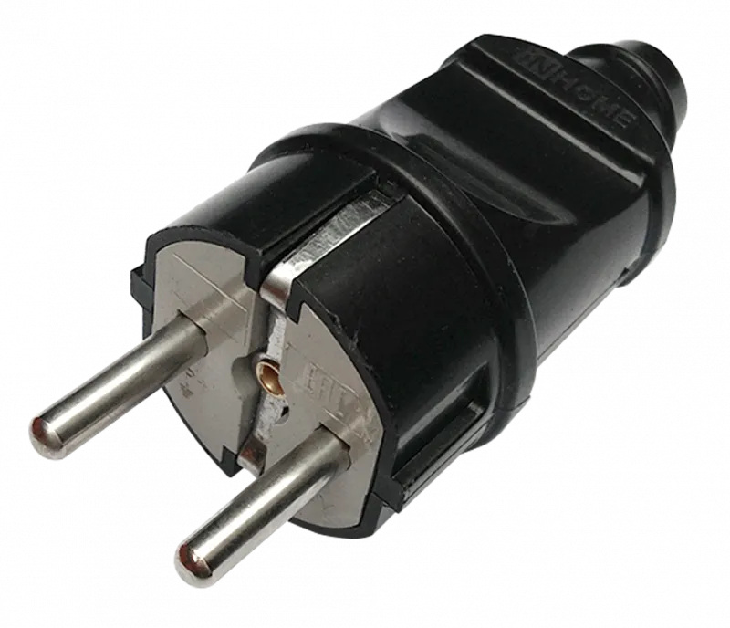 картинка Вилка прямая с заземлением 16А черная 4240 IN HOME