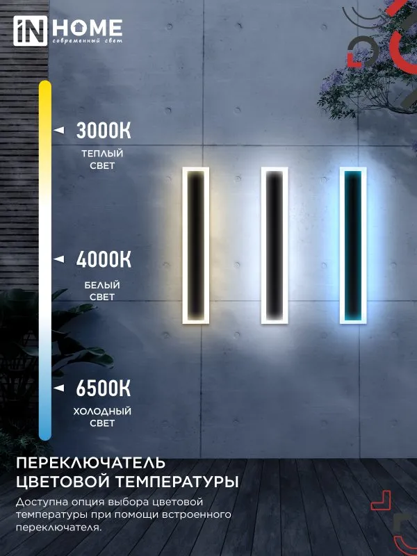картинка Светильник уличный светодиодный ДБУ MARS60-20AC-ВL 20Вт 3CCT 600x80 IP54 черный IN HOME