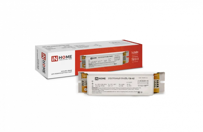 картинка ЭПРА для люминесцентных ламп ETL-136-А2 1х36Вт Т8/G13 IN HOME