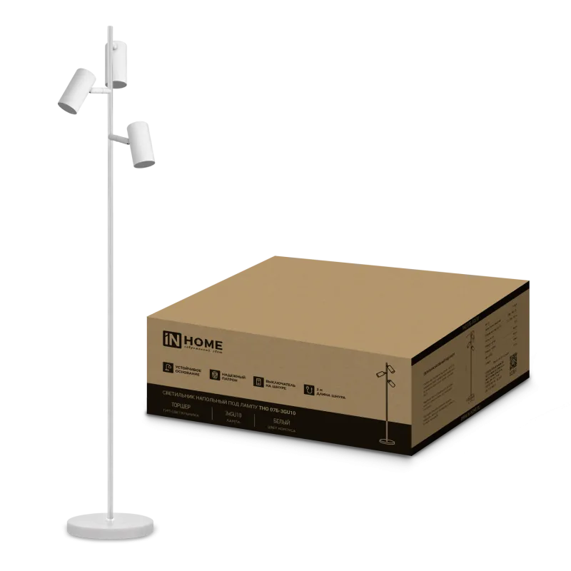 картинка Светильник напольный под лампу ТНО 07-3хGU10-WW 230В белый плафон, белый корпус IN HOME