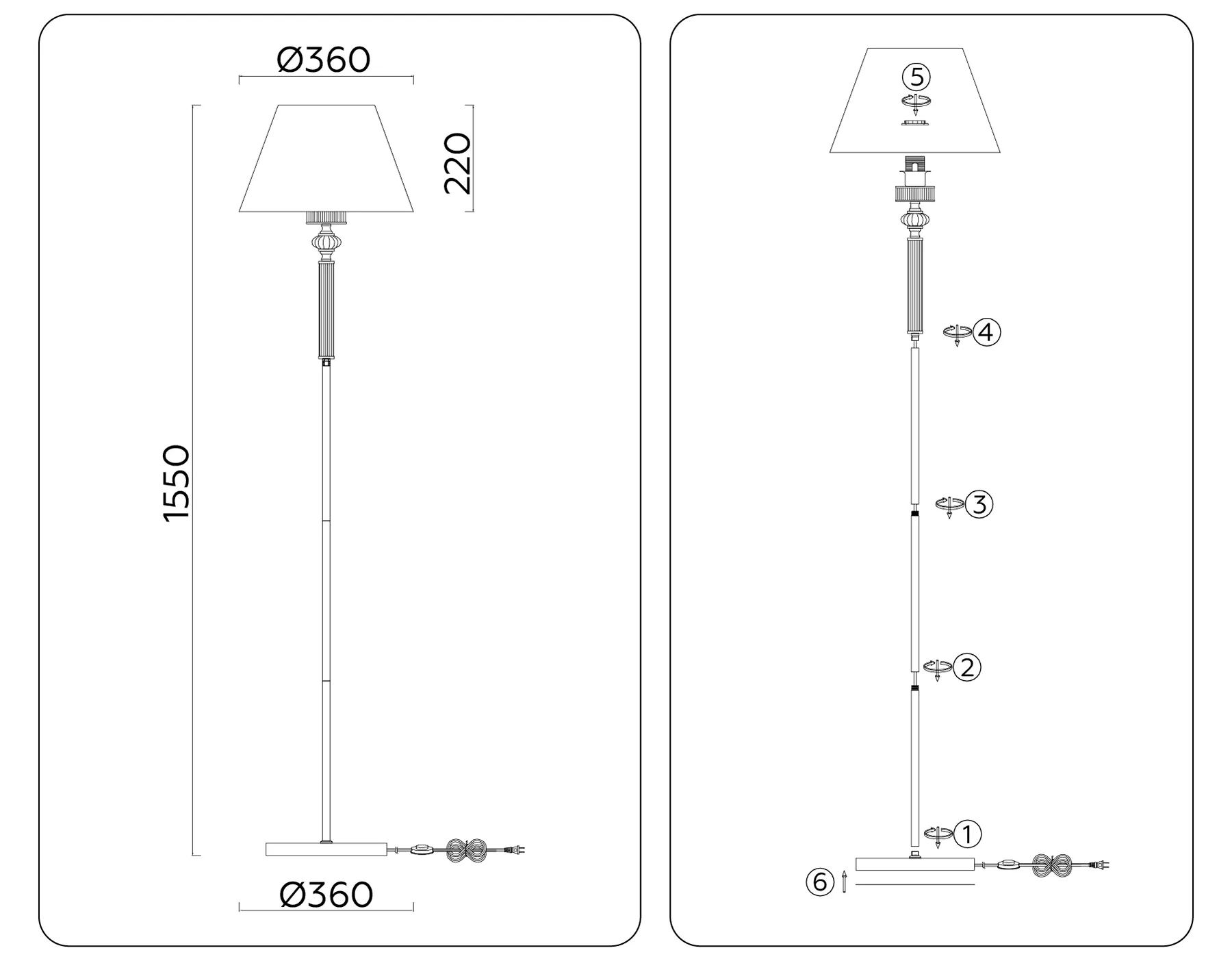 картинка Напольный светильник с абажуром и хрусталем