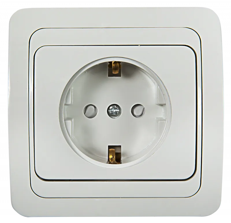 картинка Розетка одинарная с заземлением со шторкой CLASSICO белая 2028x IN HOME