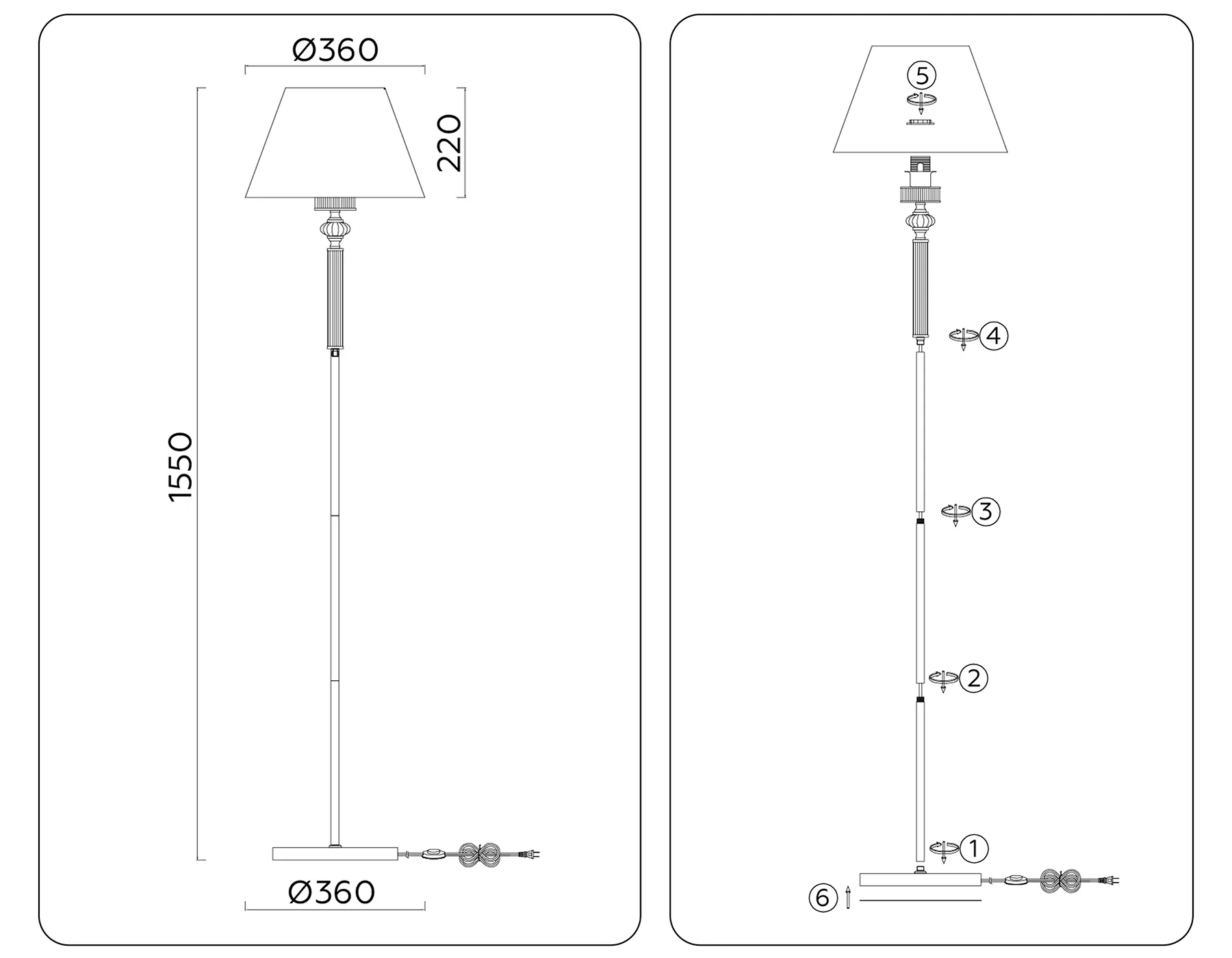 картинка Напольный светильник с абажуром и хрусталем