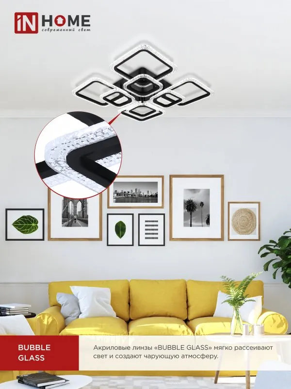 картинка Светильник светодиодный ELEGANT ARIS-B-BG 120Вт 230В 3000-6500K 8400Лм 585х585х115мм пульт ДУ черный IN HOME