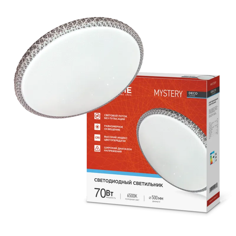 картинка Светильник светодиодный серии DECO MYSTERY 70Вт 230В 6500К 6300Лм 500х73мм IN HOME