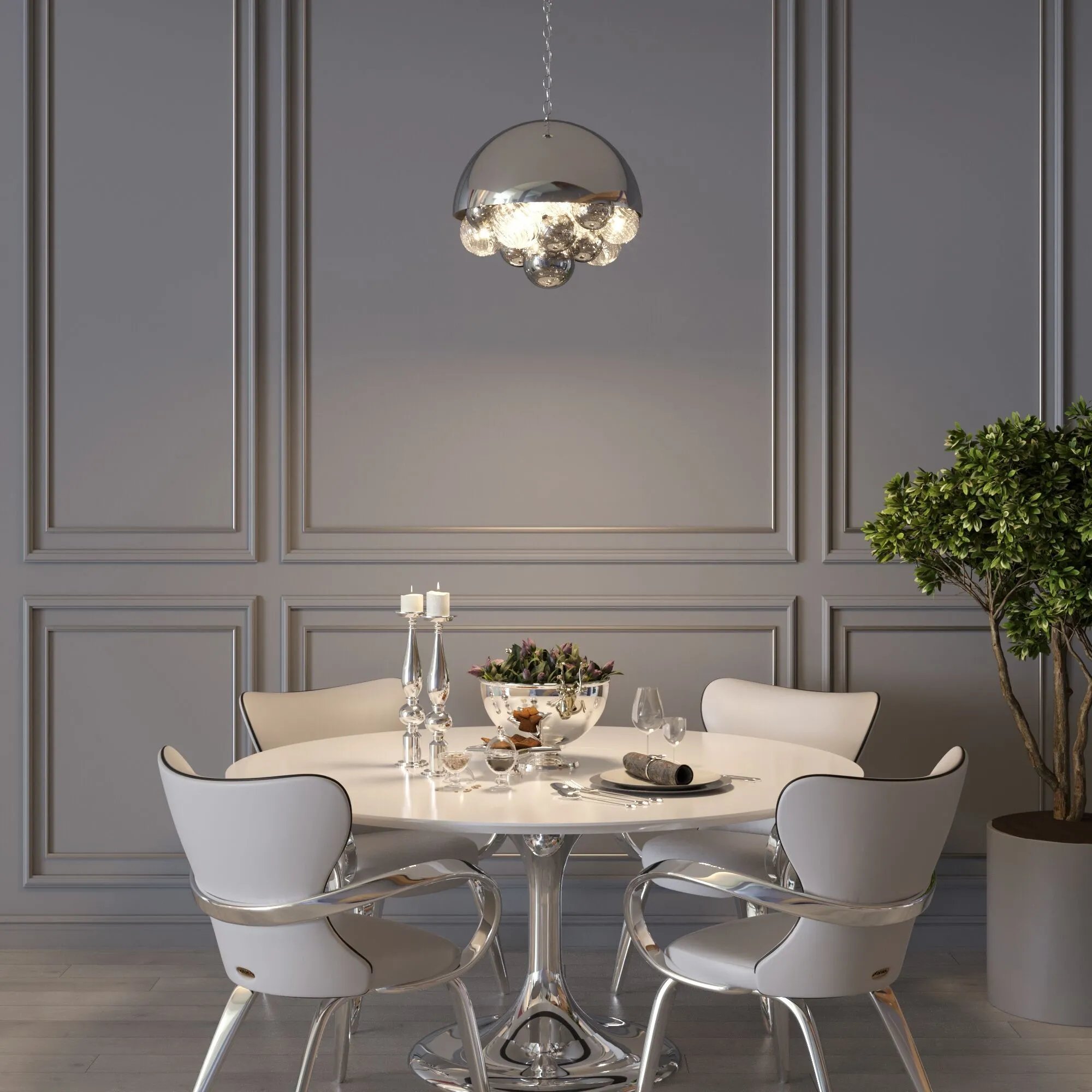 картинка Подвесной светильник со стеклянными плафонами 30178 хром