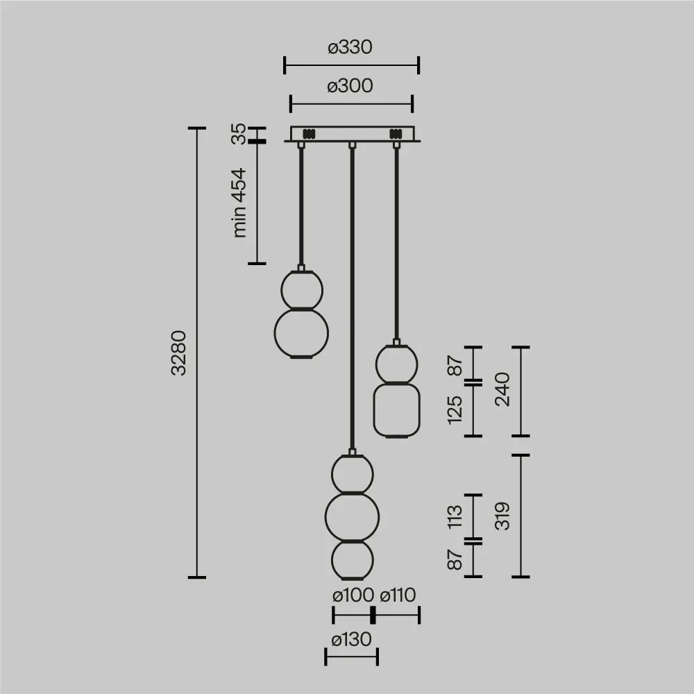 картинка Подвесной светильник Maytoni MOD273PL-L33CH3K