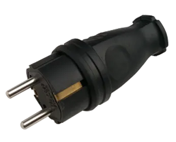 картинка Вилка прямая с заземлением каучук 16А IP44 черная 9210 IN HOME