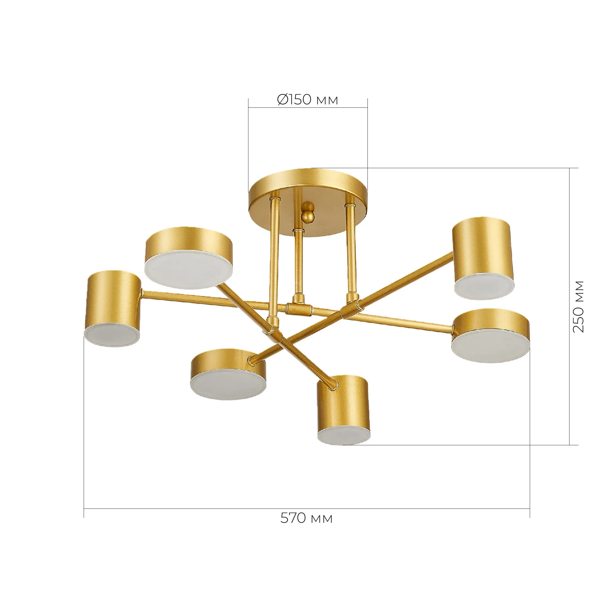 картинка SLE201022-06 Светильник потолочный Золотистый/Золотистый LED 6*7W 4000K