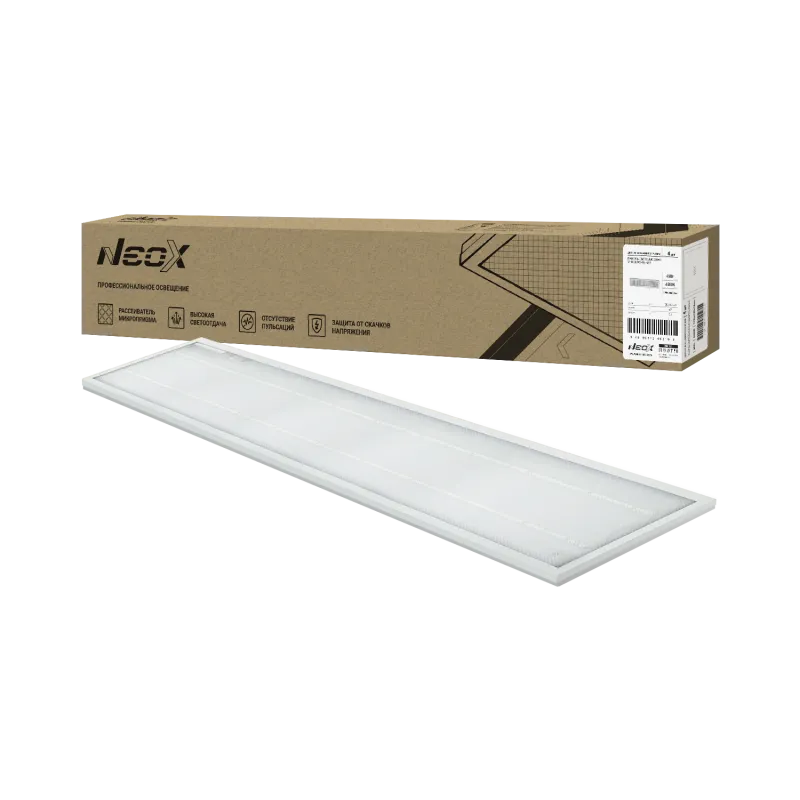 картинка Панель светодиодная универсальная ДВО-01 4565-МИКРОПРИЗМА 45Вт 6500K IP40 1195x180х19мм белая NEOX