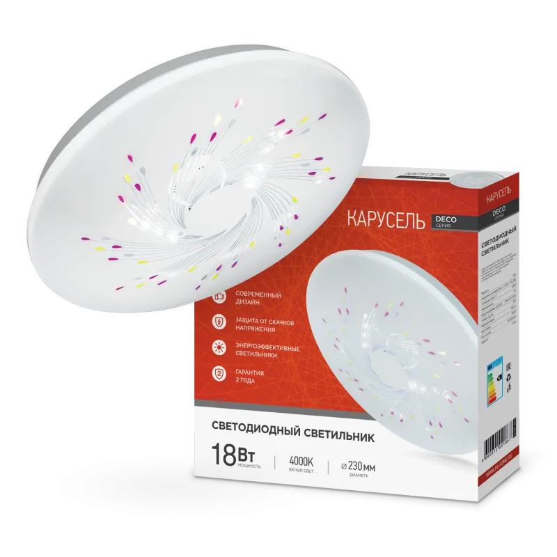 картинка Светильник светодиодный серии DECO КАРУСЕЛЬ 18Вт 230В 4000К 1620Лм 260х55мм IN HOME